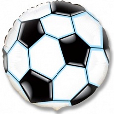 Фольгированный шар (46 см) Круг, Футбольный мяч, Черный